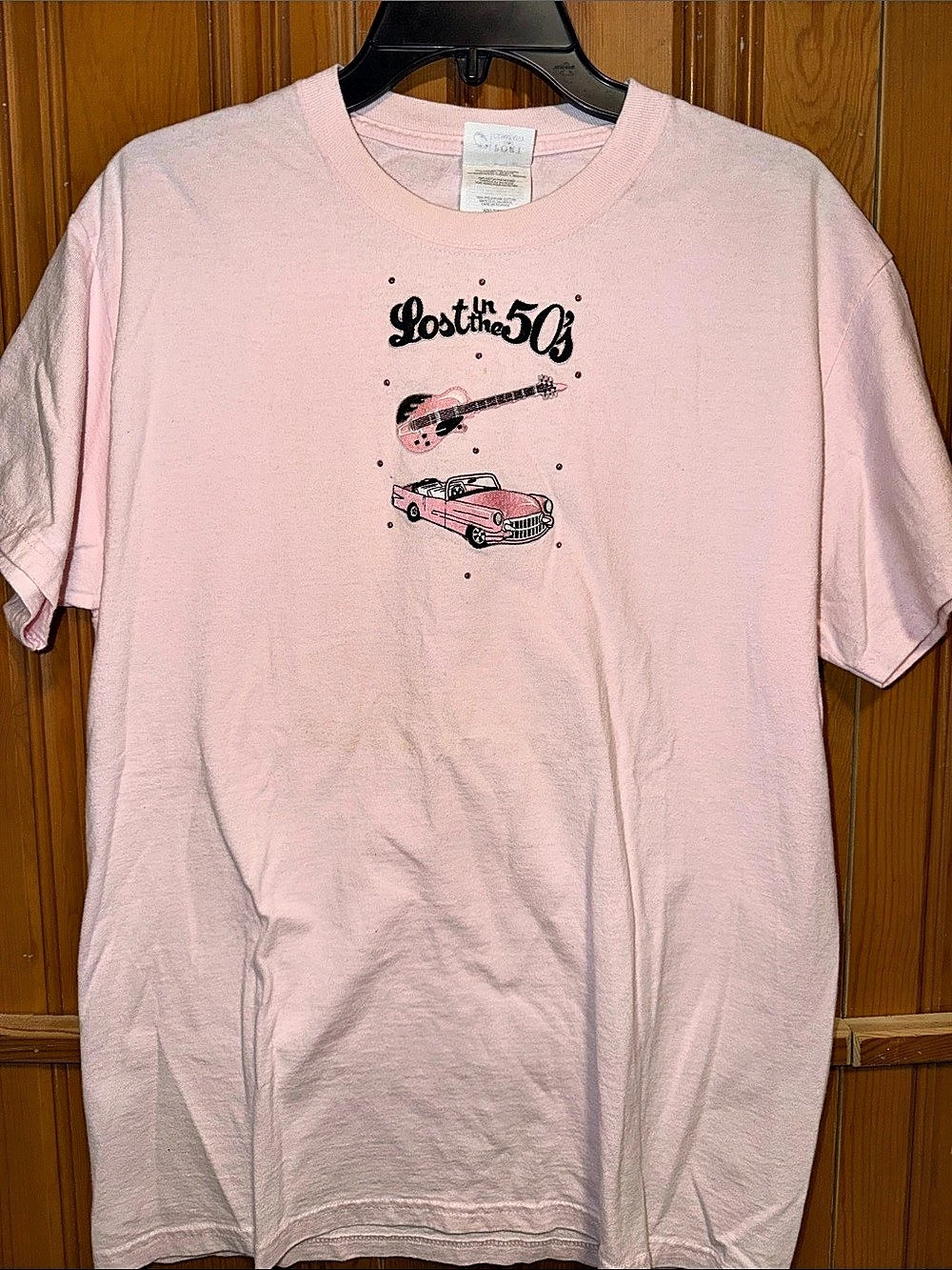 Port & Company Lost in the 50s Graphic T-Shirt Pink Size Medium Like New